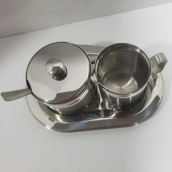 Tramontina Stainless  Sugar and Creamer Set. - Picture 3 of 13